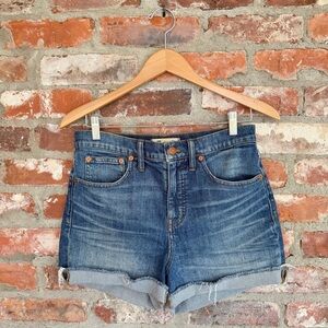 Madewell High Rise Denim Shorts Size 27 Raw Hem Blue Jean Shorts
